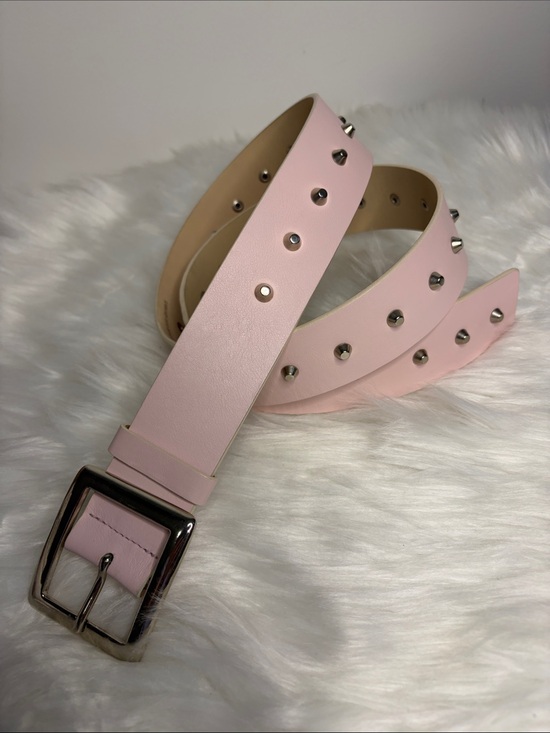 Garuglieri Accessories - GARUGLIERI  Italy Pink Leather Studded Belt Silver Hardware